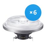 Confezione Multipack 6x Philips MASTER Faretti LED Riflettore G53 AR111 20W 1270lm 45D - 930 Luce Calda | Miglior resa cromatica - Dimmerabile - Sostitutiva 100W