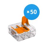 Confezione Multipack 50x Wago 221-413 Connettore Compatto | 3 Filo Connessione - Morsetto per cavi